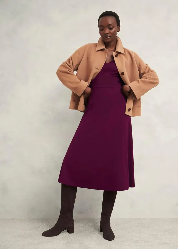 Women Petite Mirabel Ponte Dress Warm Plum Hobbs Dresses and Jumpsuits