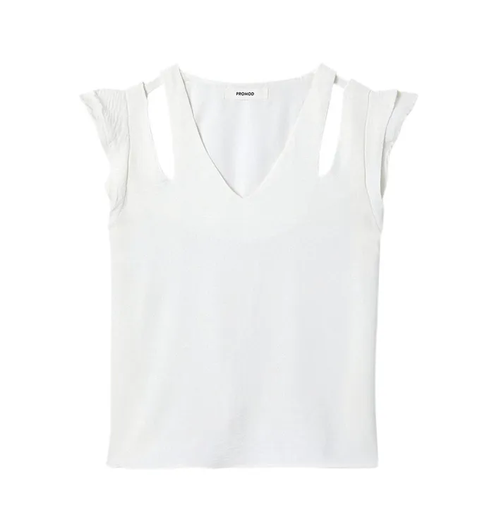 Women Plain CutOut Top 8211 Ecru Promod Tops Women Plain CutOut Top 8211 Ecru Promod Tops