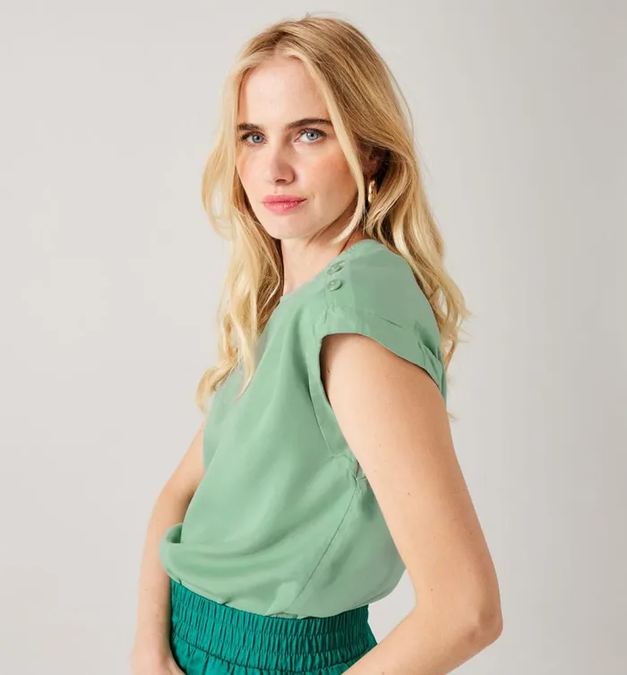 Women Plain Lyocell Top 8211 Turquoise Promod Tops Women Plain Lyocell Top 8211 Turquoise Promod Tops