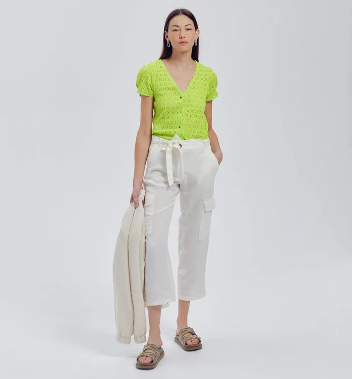 Women Plain Openwork Top 8211 Neon Green Promod Tops Women Plain Openwork Top 8211 Neon Green Promod Tops