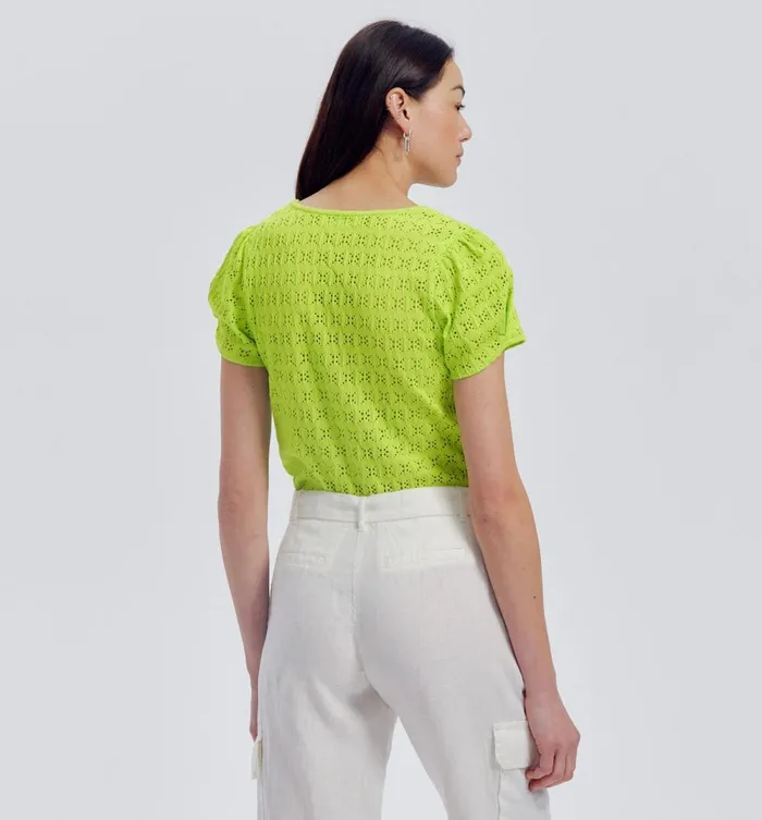 Women Plain Openwork Top 8211 Neon Green Promod Tops Women Plain Openwork Top 8211 Neon Green Promod Tops