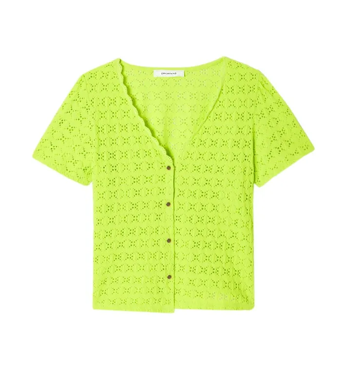 Women Plain Openwork Top 8211 Neon Green Promod Tops Women Plain Openwork Top 8211 Neon Green Promod Tops