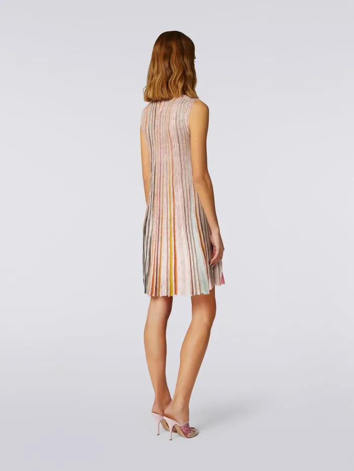 Women Pleated Sleeveless MiniDress With Sequins Pink and Multicoloured Missoni Dresses