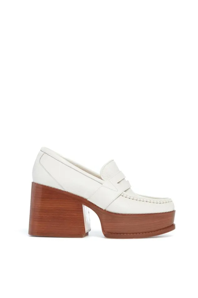 Women Pumps Gabriela Hearst Augusta Platform Loafer In Cream Leather