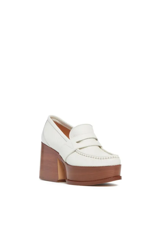 Women Pumps Gabriela Hearst Augusta Platform Loafer In Cream Leather