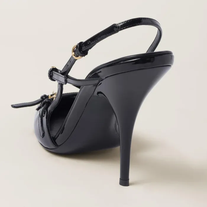 Women Pumps Miu Miu Patent Leather Slingbacks With Buckles Black Women Pumps Miu Miu Patent Leather Slingbacks With Buckles Black
