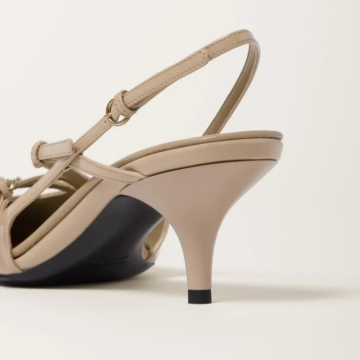 Women Pumps Miu Miu Patent Leather Slingbacks With Buckles Sand Beige Women Pumps Miu Miu Patent Leather Slingbacks With Buckles Sand Beige