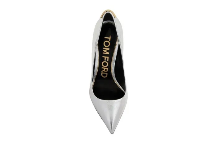 Women Pumps Tom Ford Laminated Nappa Iconic T Pump Silver Women Pumps Tom Ford Laminated Nappa Iconic T Pump Silver