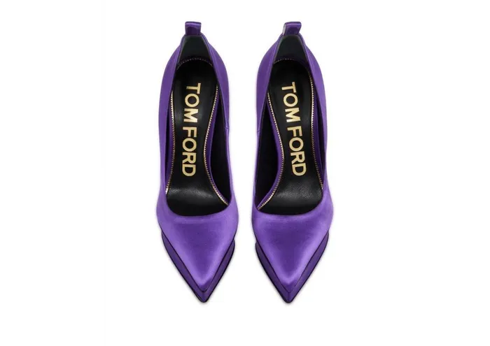 Women Pumps Tom Ford Satin Cone Heel Pump Violet Women Pumps Tom Ford Satin Cone Heel Pump Violet