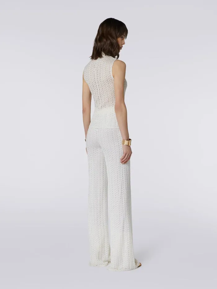 Women Raschel Knit Wool And Viscose Sleeveless Top White Missoni Tshirts And Tops Women Raschel Knit Wool And Viscose Sleeveless Top White Missoni Tshirts And Tops