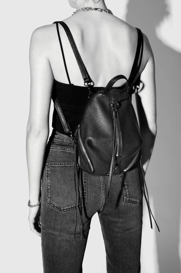 Women Rebecca Minkoff Backpacks Convertible Mini Julian Backpack Blackgunmetal