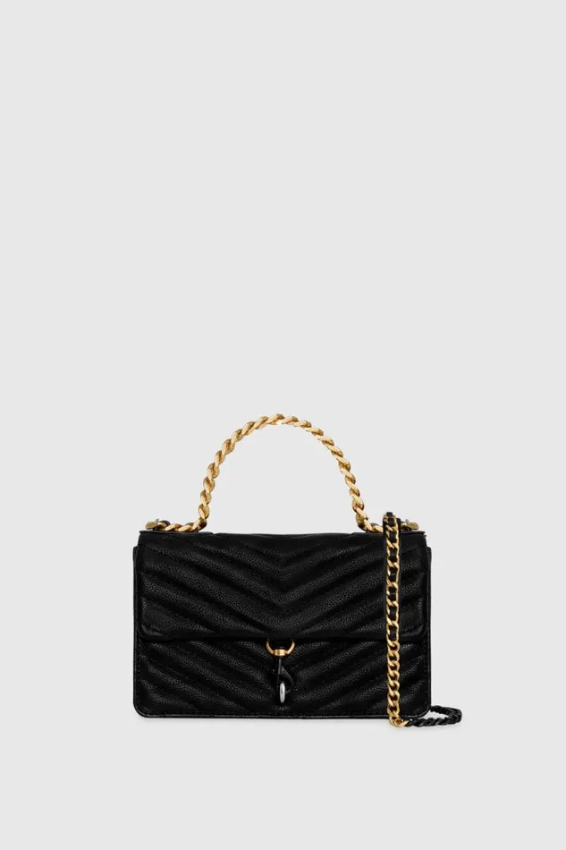 Women Rebecca Minkoff Crossbody Bags Edie Mini Crossbody On A Chain Black