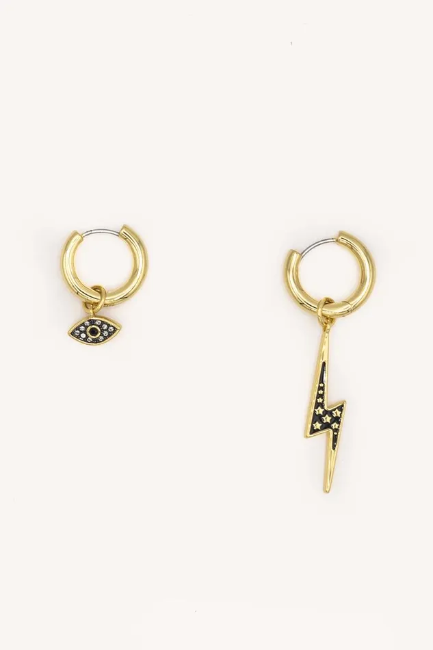 Women Rebecca Minkoff Jewelry Evil Eye and Lightning Bolt Mismatched Huggie Hoops