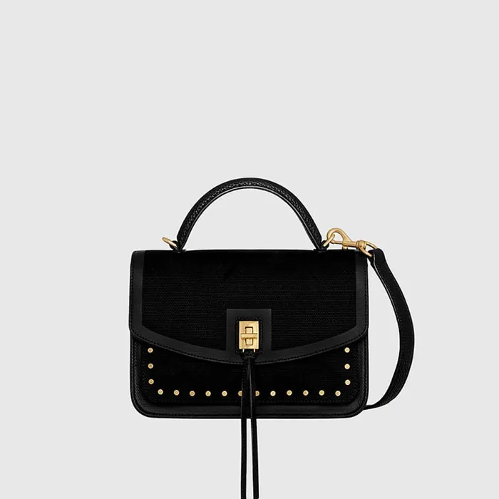 Women Rebecca Minkoff Top Handle Bags Darren Small Canvas Messenger Black Women Rebecca Minkoff Top Handle Bags Darren Small Canvas Messenger Black