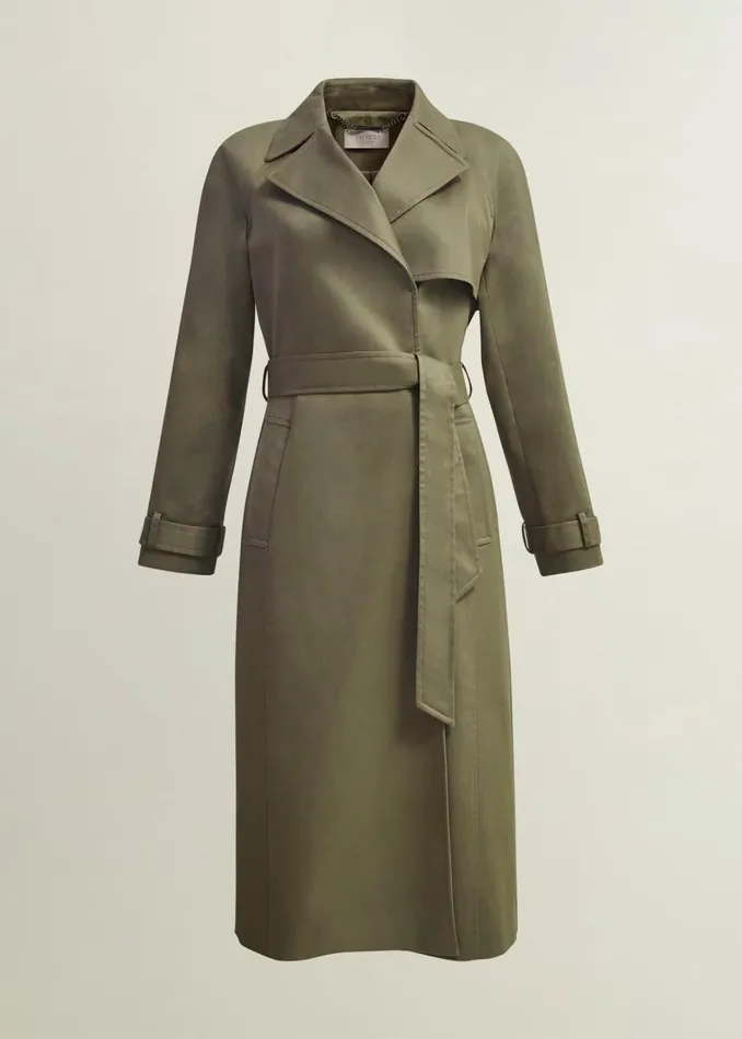 Women Rhian Shower Resistant Trench Coat Olive Green Hobbs Coats and Jackets