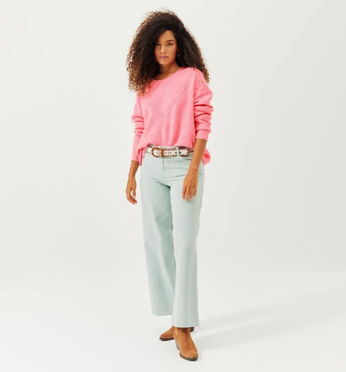Women Ribbed Oversized Jumper 8211 Pink Promod Jumpers And Cardigans Women Ribbed Oversized Jumper 8211 Pink Promod Jumpers And Cardigans