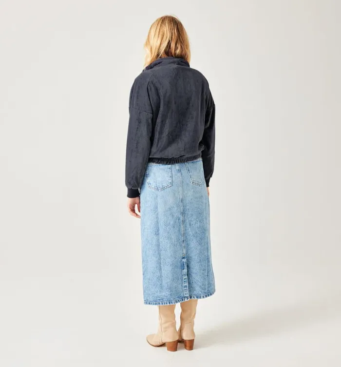 Women Ribbed Velours Sweatshirt 8211 Acier Moyen Promod Jumpers And Cardigans Women Ribbed Velours Sweatshirt 8211 Acier Moyen Promod Jumpers And Cardigans