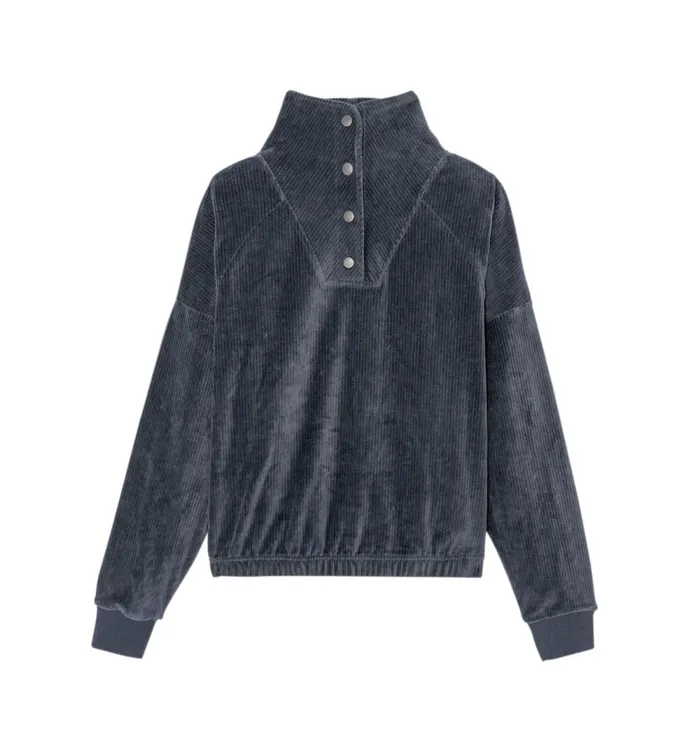 Women Ribbed Velours Sweatshirt 8211 Acier Moyen Promod Jumpers And Cardigans Women Ribbed Velours Sweatshirt 8211 Acier Moyen Promod Jumpers And Cardigans