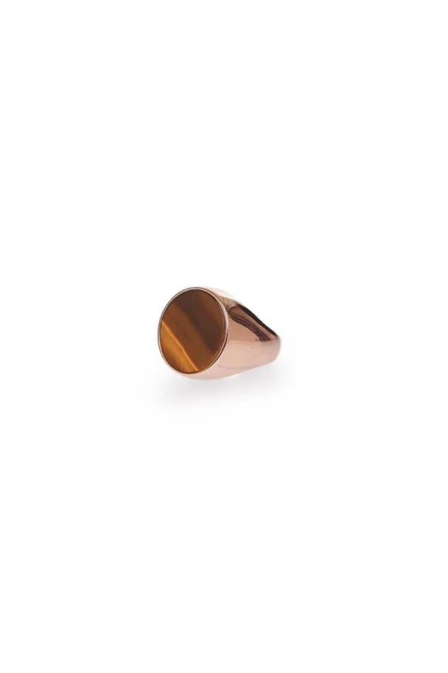 Women Rings Gabriela Hearst One Ounce Signet Ring In Rose Gold and Tiger039s Eye