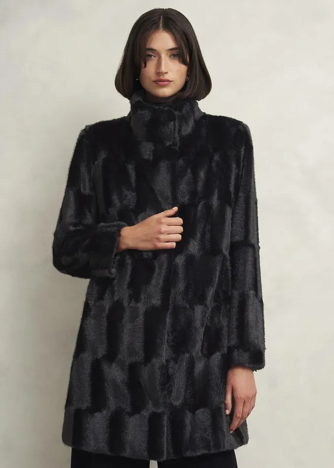 Women Rosanne Faux Fur Coat Black Hobbs Coats and Jackets
