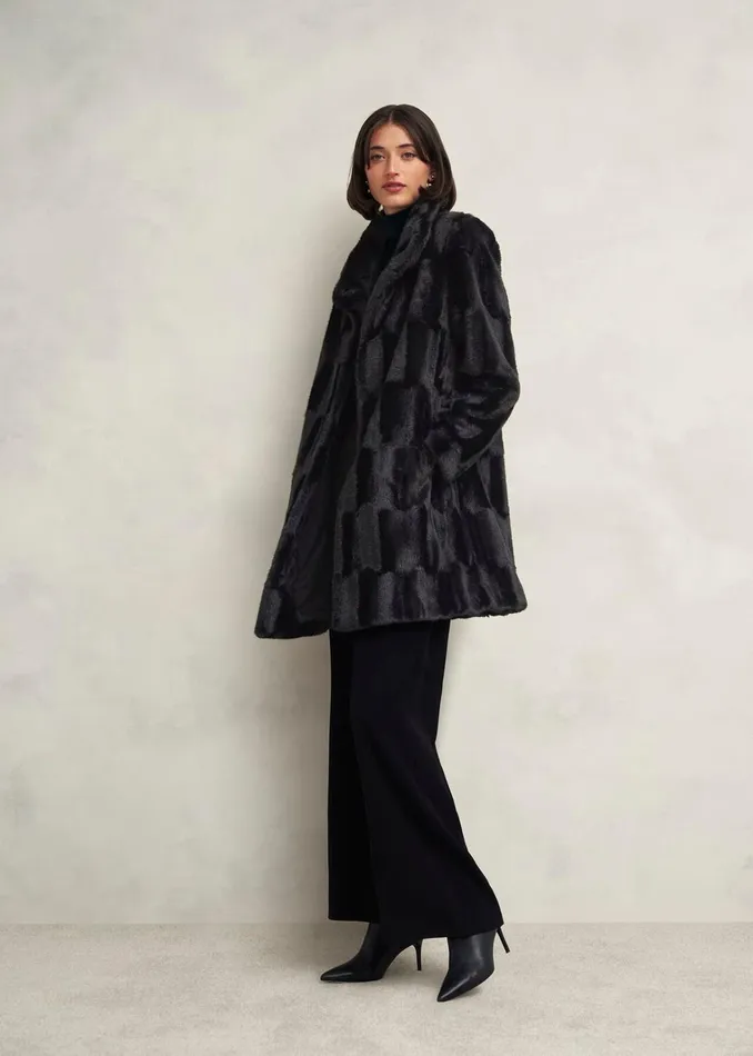 Women Rosanne Faux Fur Coat Black Hobbs Coats and Jackets
