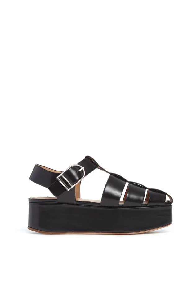 Women Sandals Gabriela Hearst Mila Plateau Sandal In Black Leather