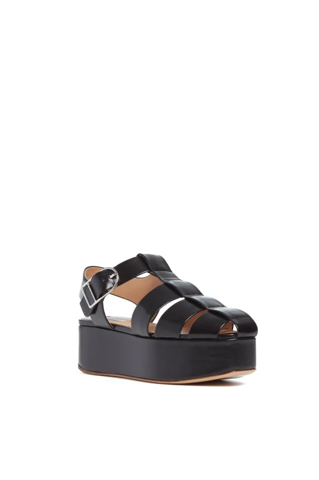 Women Sandals Gabriela Hearst Mila Plateau Sandal In Black Leather