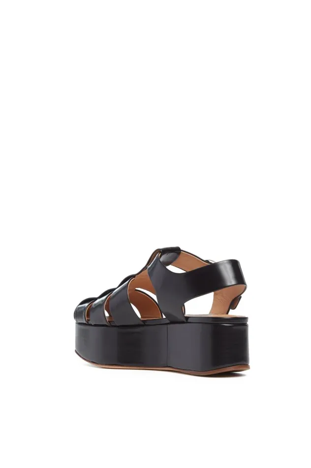 Women Sandals Gabriela Hearst Mila Plateau Sandal In Black Leather