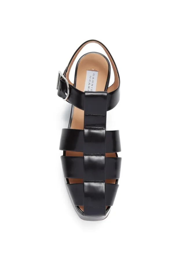 Women Sandals Gabriela Hearst Mila Plateau Sandal In Black Leather