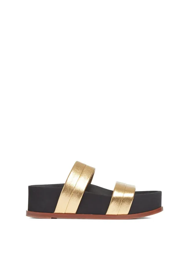 Women Sandals Gabriela Hearst Striker Platform Sandal In Gold Leather