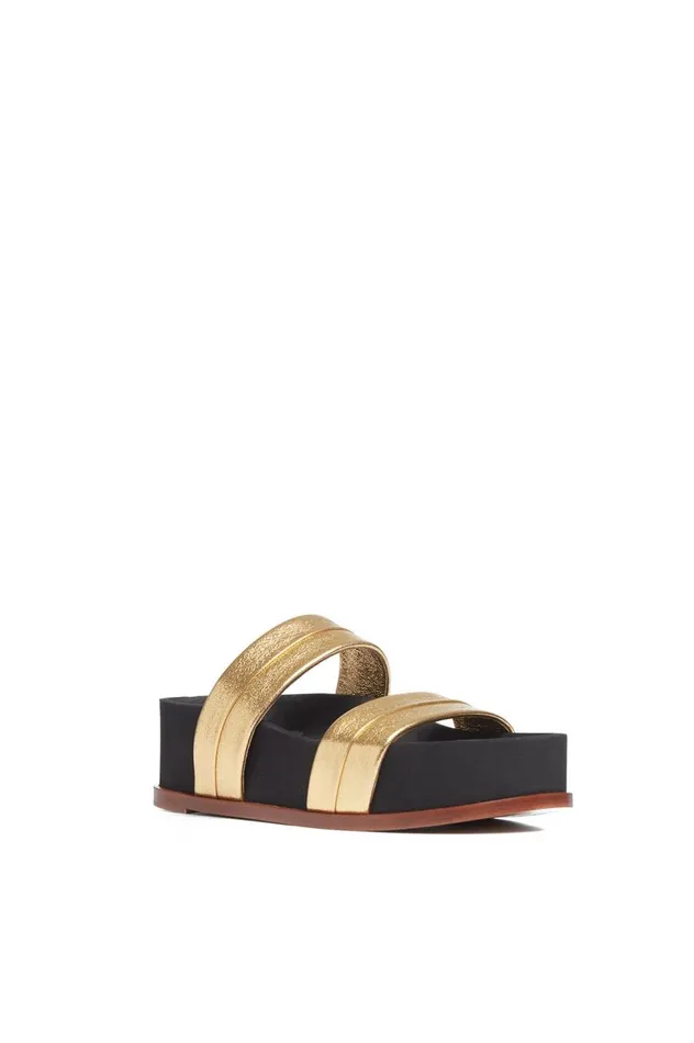 Women Sandals Gabriela Hearst Striker Platform Sandal In Gold Leather