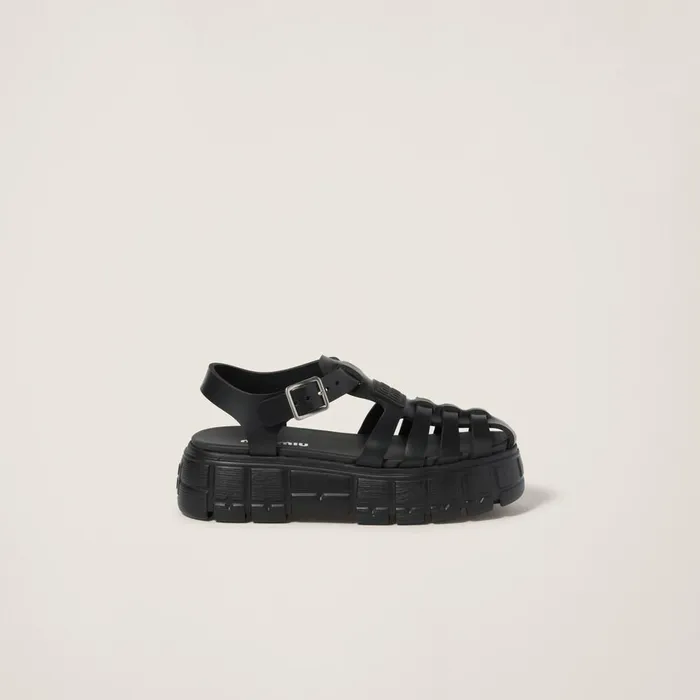 Women Sandals Miu Miu EVA Platform Cage Sandals Black Women Sandals Miu Miu EVA Platform Cage Sandals Black