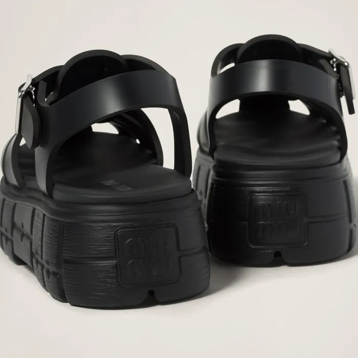 Women Sandals Miu Miu EVA Platform Cage Sandals Black Women Sandals Miu Miu EVA Platform Cage Sandals Black