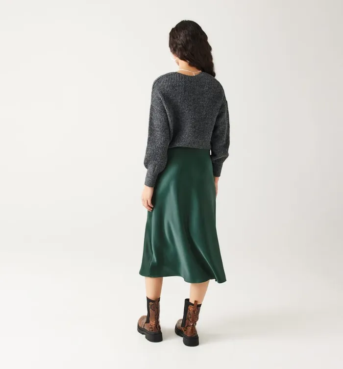 Women Satin Midi Skirt 8211 Green Promod Skirts Women Satin Midi Skirt 8211 Green Promod Skirts