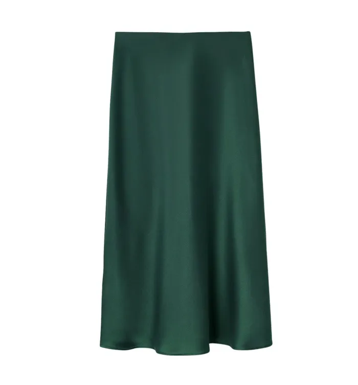 Women Satin Midi Skirt 8211 Green Promod Skirts Women Satin Midi Skirt 8211 Green Promod Skirts