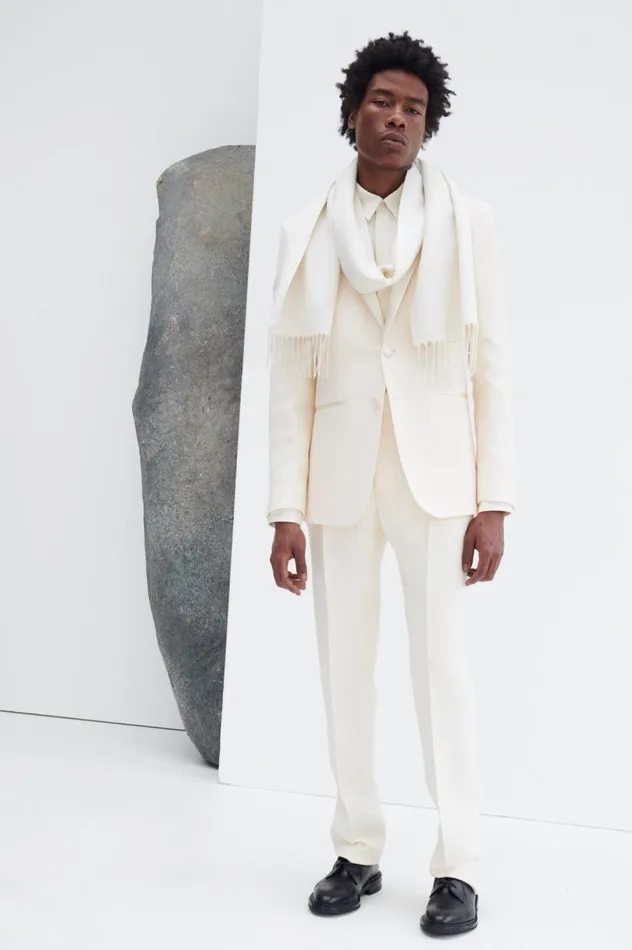 Women Scarves and Gloves Gabriela Hearst Blaine Scarf In Ivory Silk Cashmere
