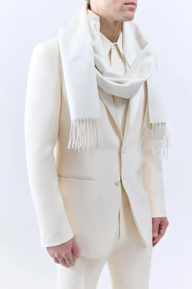 Women Scarves and Gloves Gabriela Hearst Blaine Scarf In Ivory Silk Cashmere