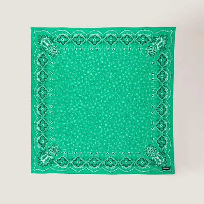 Women Scarves And Socks Miu Miu Printed Cotton Poplin Scarf Green Women Scarves And Socks Miu Miu Printed Cotton Poplin Scarf Green