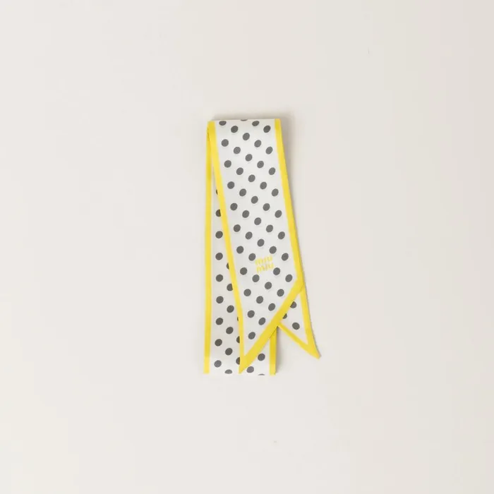 Women Scarves And Socks Miu Miu Printed Twill Scarf Ivorymarble Graycitron Green