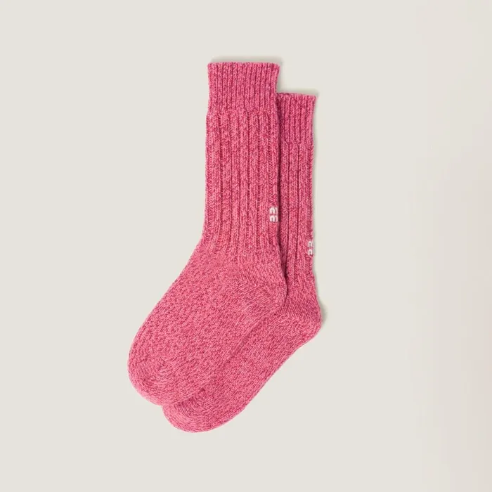 Women Scarves And Socks Miu Miu Wool And Cashmere Socks Pink