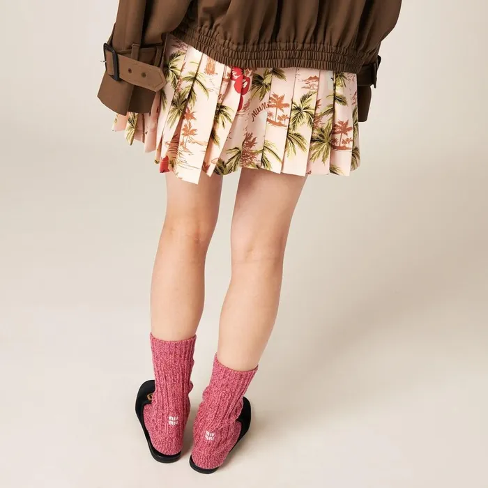 Women Scarves And Socks Miu Miu Wool And Cashmere Socks Pink Women Scarves And Socks Miu Miu Wool And Cashmere Socks Pink