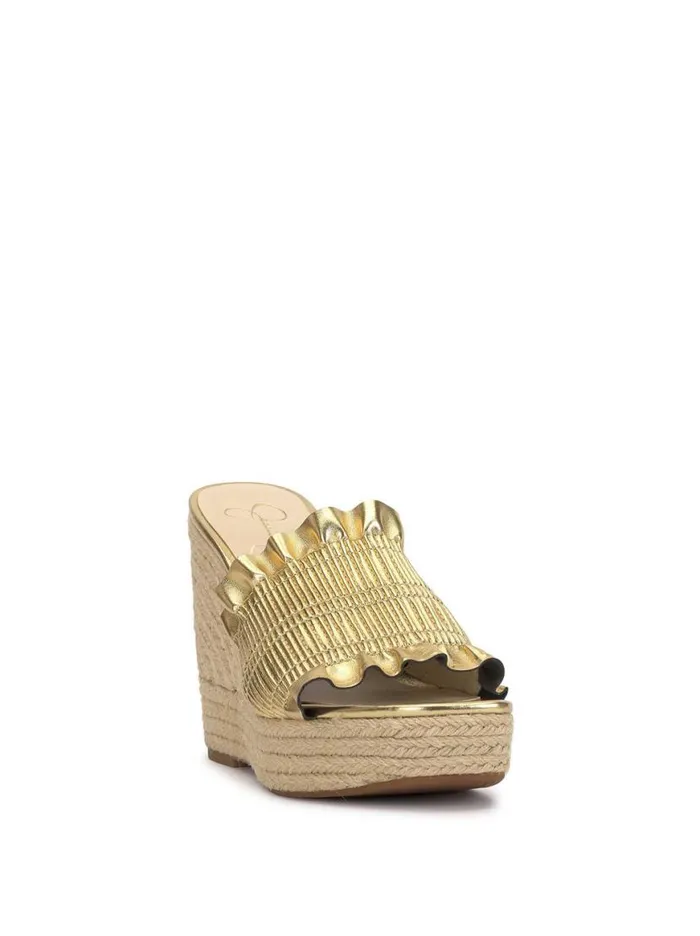 Women Serilda Espadrille Wedge In Gold Jessica Simpson Slides and Mules
