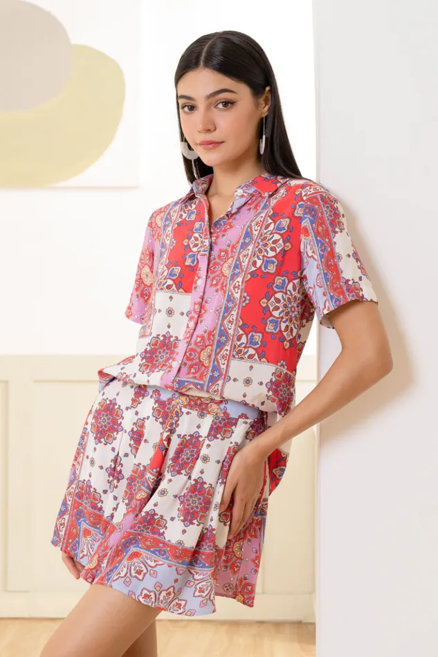 Women Sets YUMI KIM Cross Over Maxi Skirt Cross Over Tulip Skirt Crimson Paisley