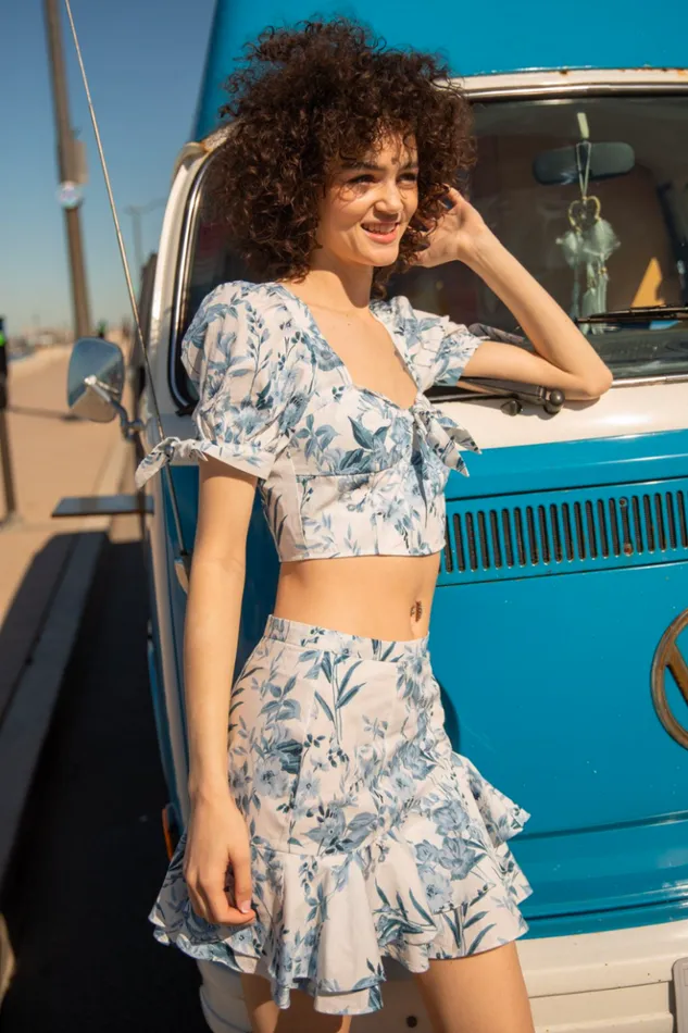 Women Sets YUMI KIM Ruffle Mini Skirt Floral Mini Skirt Lunar Garden Cyan Women Sets YUMI KIM Ruffle Mini Skirt Floral Mini Skirt Lunar Garden Cyan