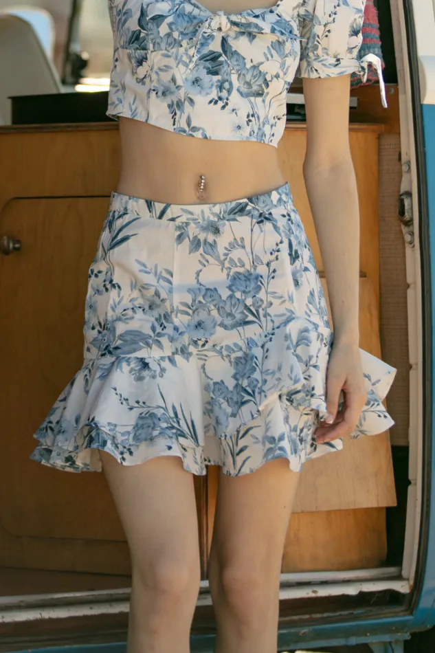 Women Sets YUMI KIM Ruffle Mini Skirt Floral Mini Skirt Lunar Garden Cyan Women Sets YUMI KIM Ruffle Mini Skirt Floral Mini Skirt Lunar Garden Cyan