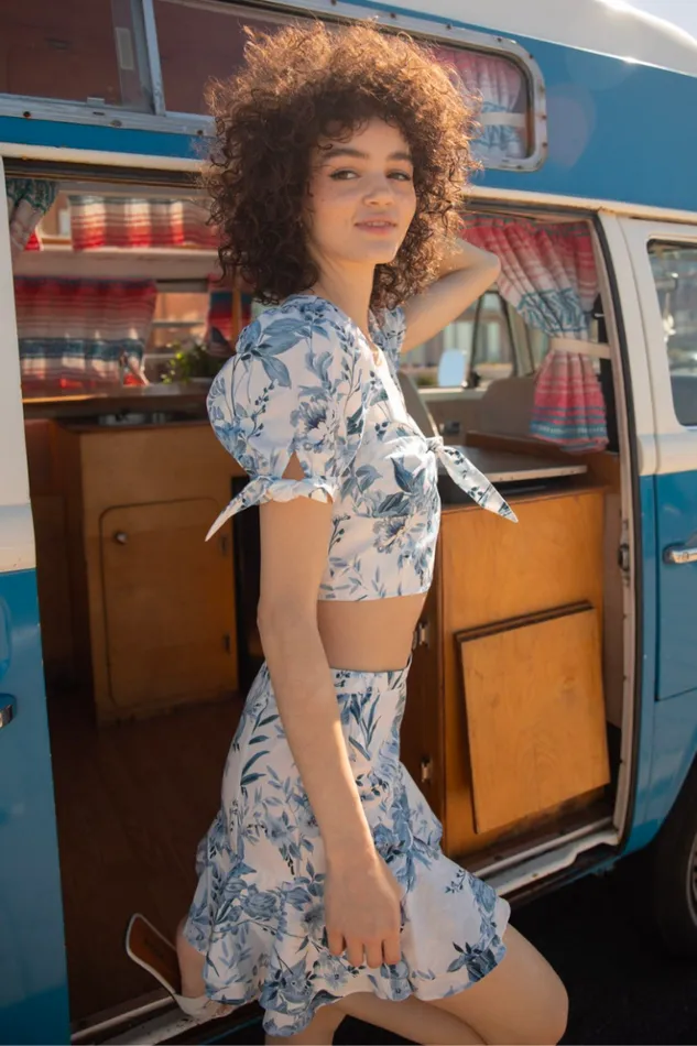 Women Sets YUMI KIM Ruffle Mini Skirt Floral Mini Skirt Lunar Garden Cyan Women Sets YUMI KIM Ruffle Mini Skirt Floral Mini Skirt Lunar Garden Cyan