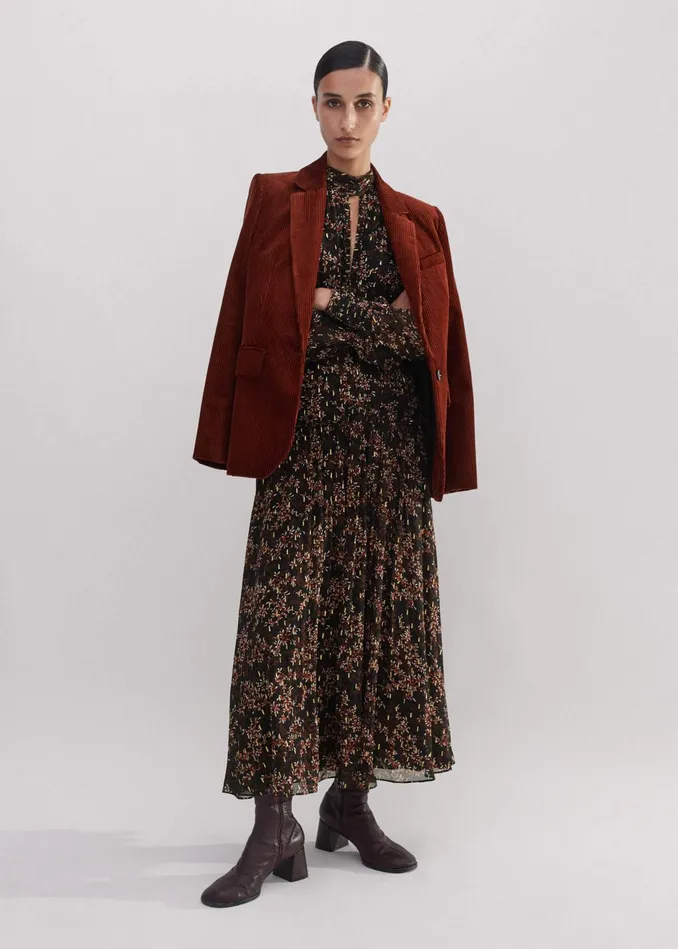 Women Shadow Berry Print Metallic Maxi Dress Blackyellowmulti MEEM
