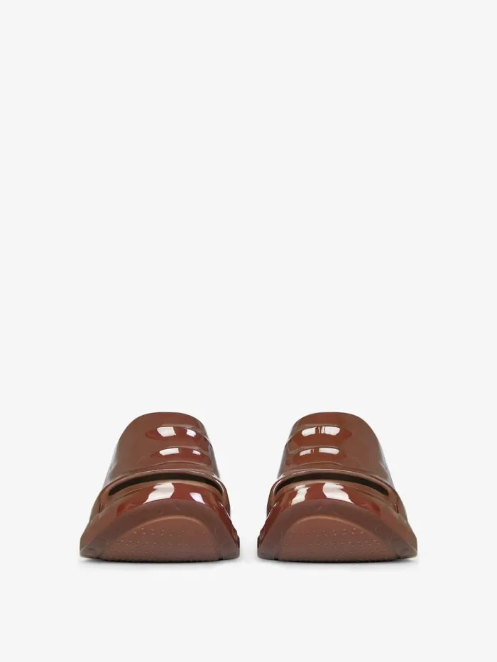 Women Shark Lock Givenchy Marshmallow Wedge Sandals In Rubber Chocolate