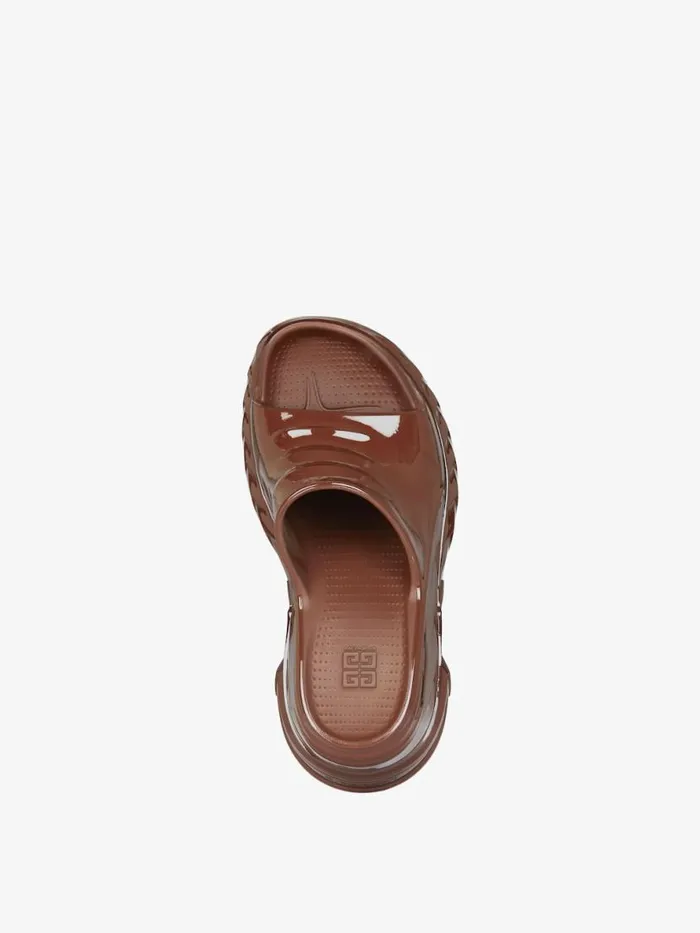 Women Shark Lock Givenchy Marshmallow Wedge Sandals In Rubber Chocolate