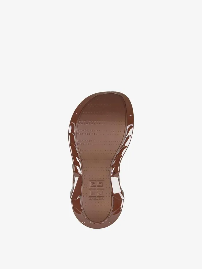 Women Shark Lock Givenchy Marshmallow Wedge Sandals In Rubber Chocolate